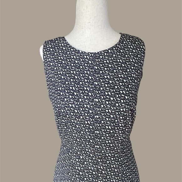 Massimo Dutti Black Geometric Pattern Sleeveless Knee Length Shift Dress Size 6 - Picture 9 of 10